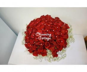 99 Red Roses with Diamonds